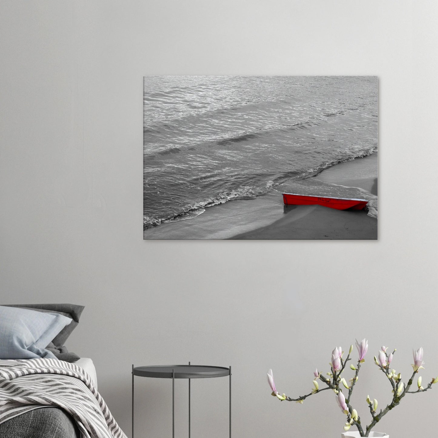 "El Barco Rojo en la Orilla" - Monkey Prints - Print Material