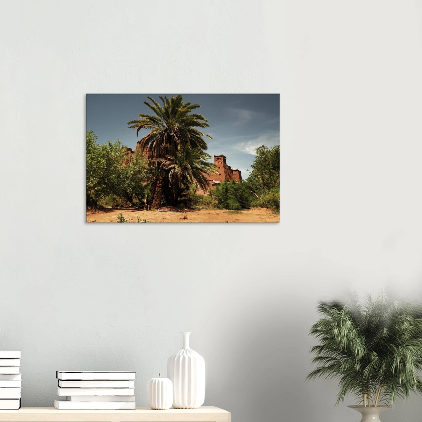 "Oasis au pied de l'ancienne Kasbah" - Monkey Prints - Print Material