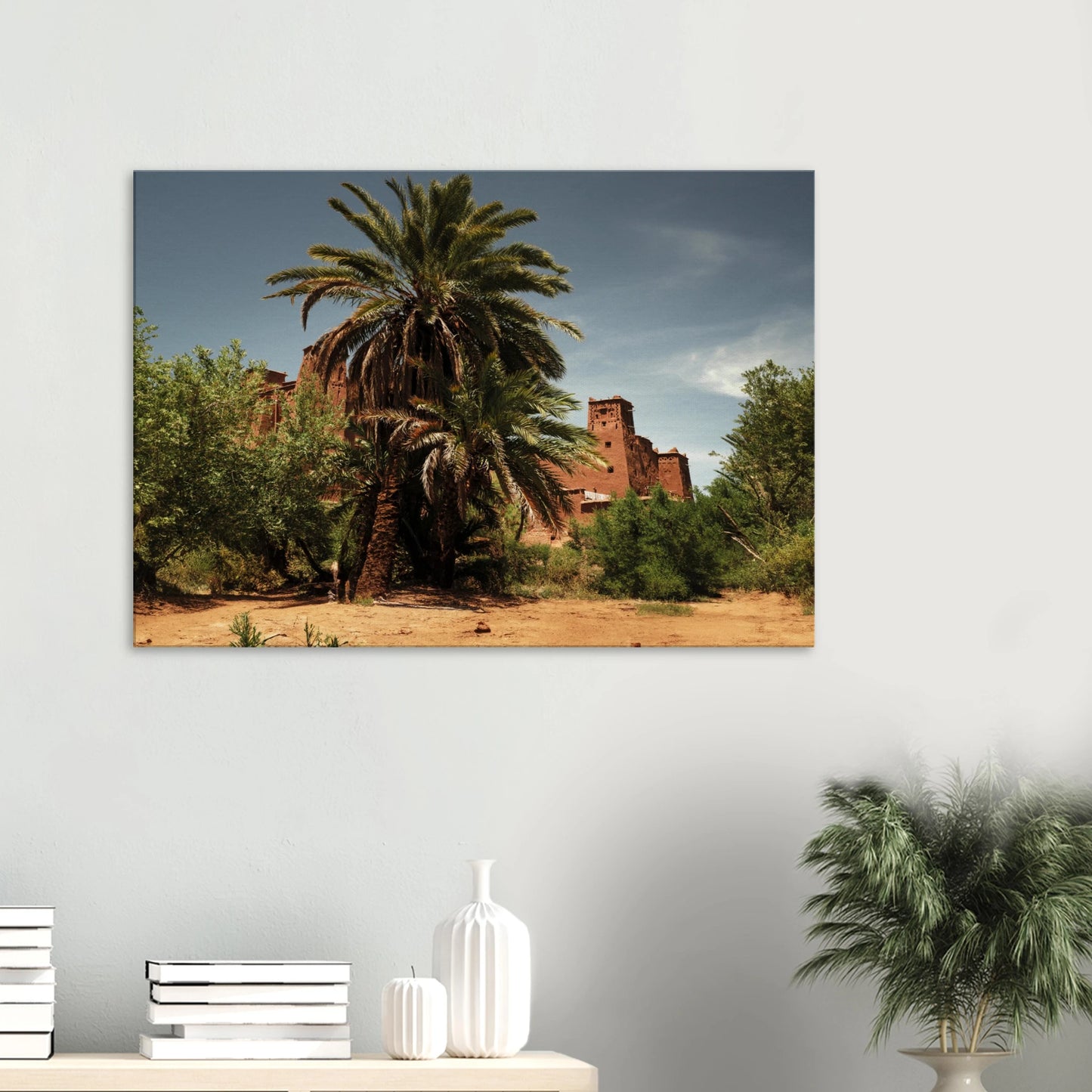 "Oasis au pied de l'ancienne Kasbah" - Monkey Prints - Print Material