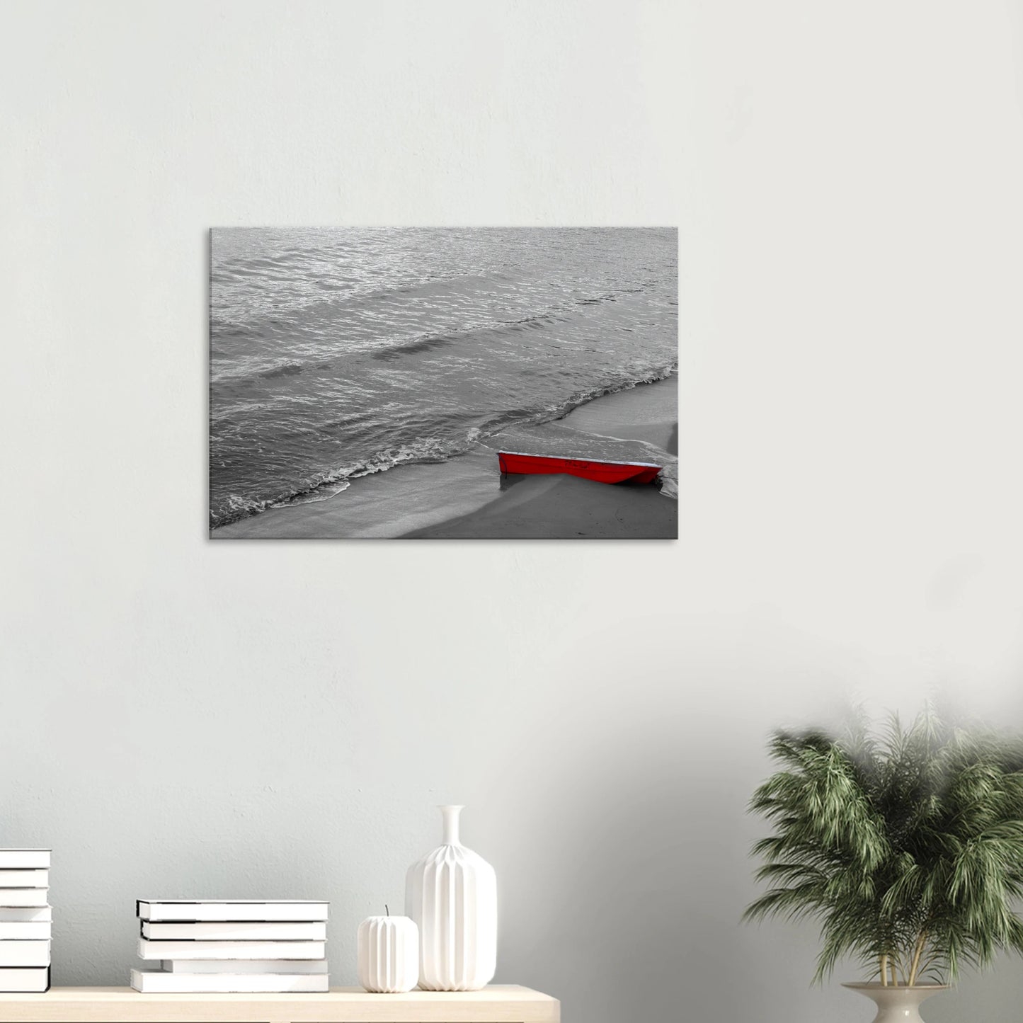 "El Barco Rojo en la Orilla" - Monkey Prints - Print Material
