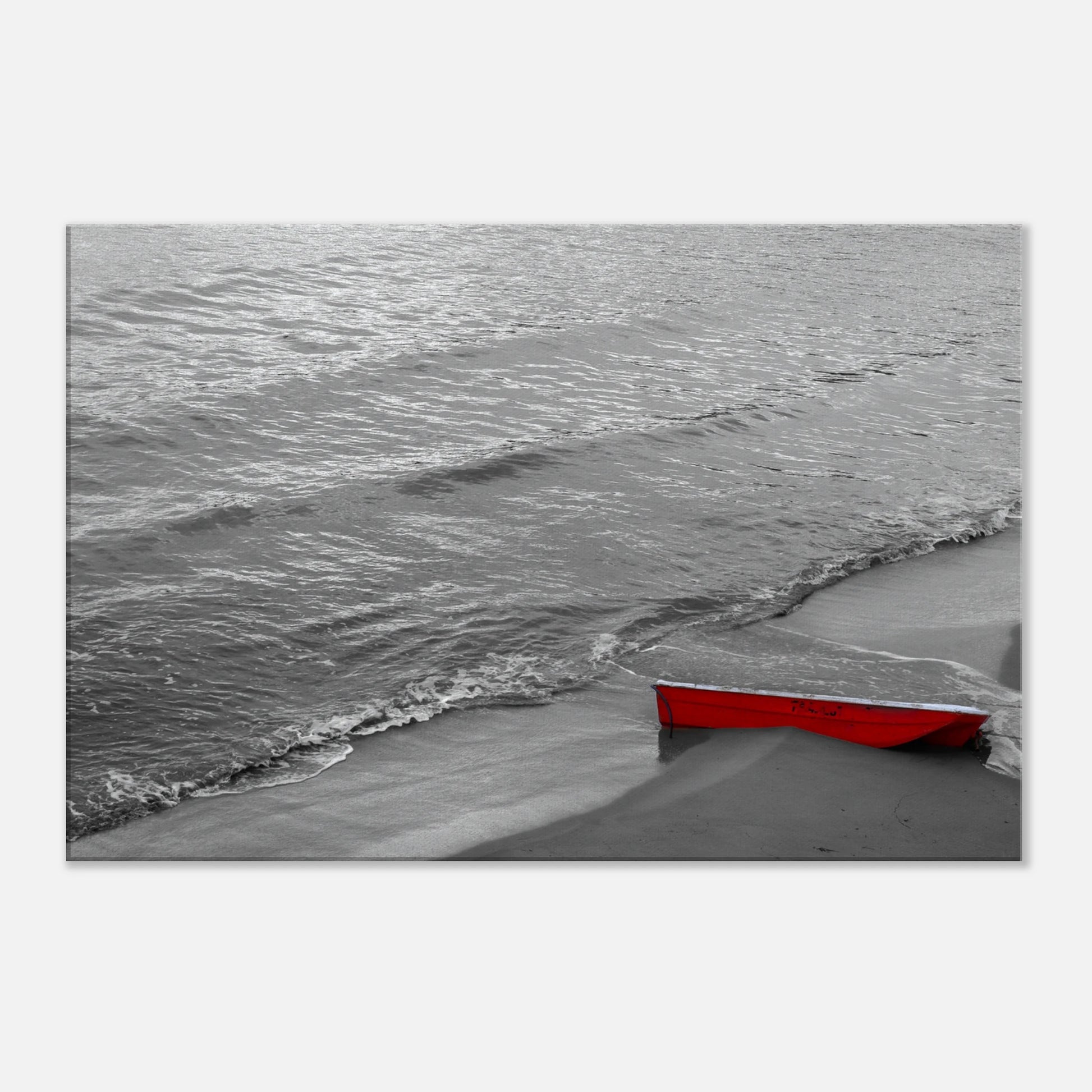 "El Barco Rojo en la Orilla" - Monkey Prints - Print Material