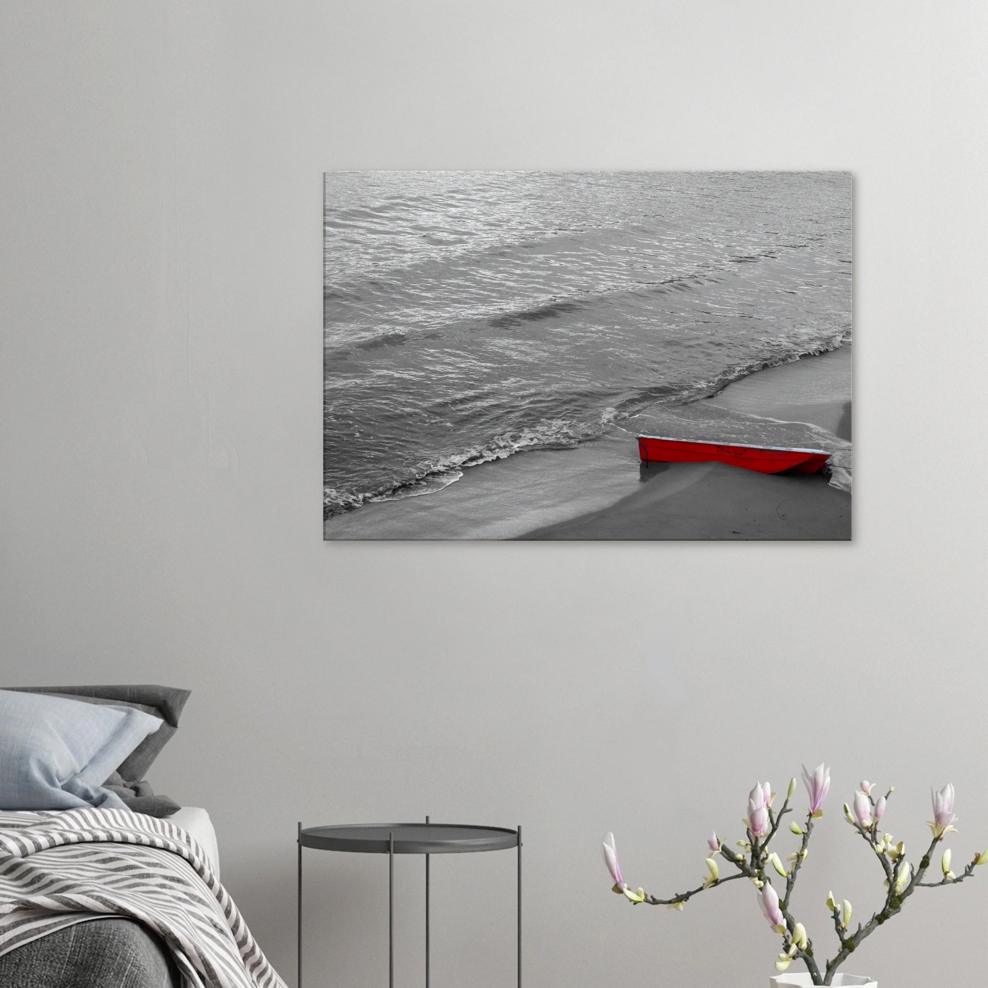 "El Barco Rojo en la Orilla" - Monkey Prints - Print Material